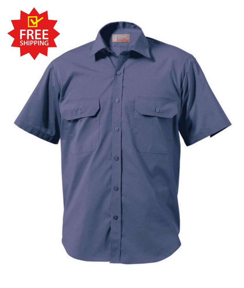 KingGee Short Sleeve Wash 'n' Wear Shirt - 65% Poly/35% Cotton Blend-102gsm