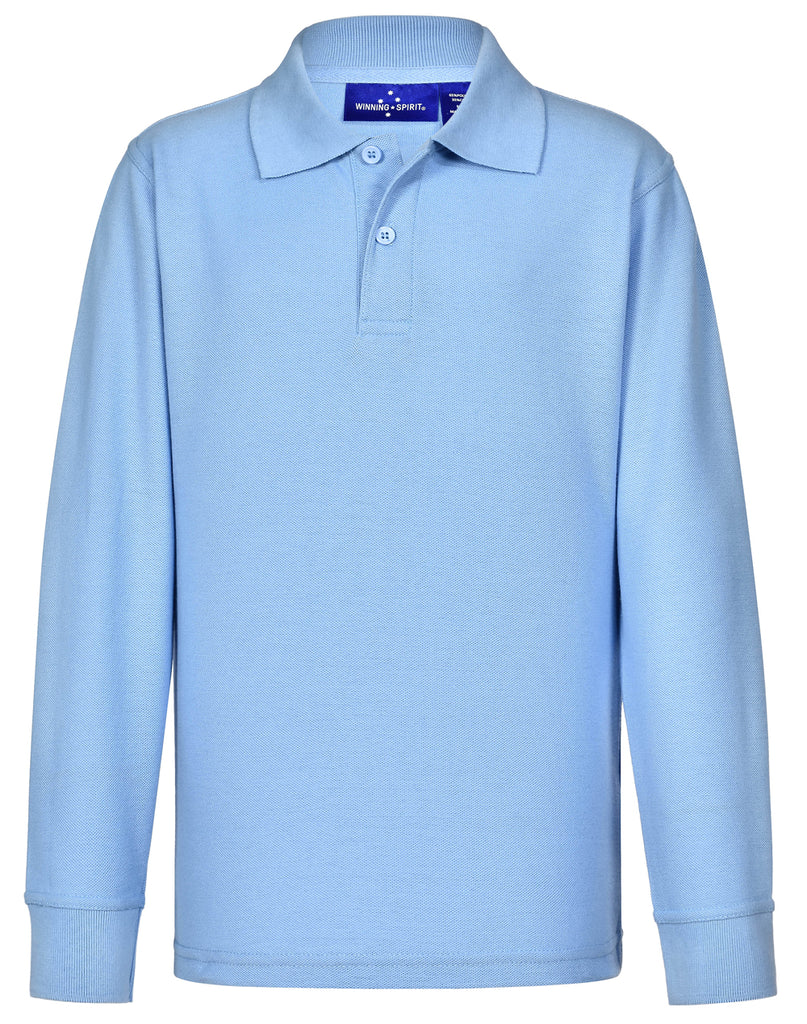 Winning Spirit Kids Traditional Poly/Cotton Pique Knit Long Sleeve Polo (PS12K)