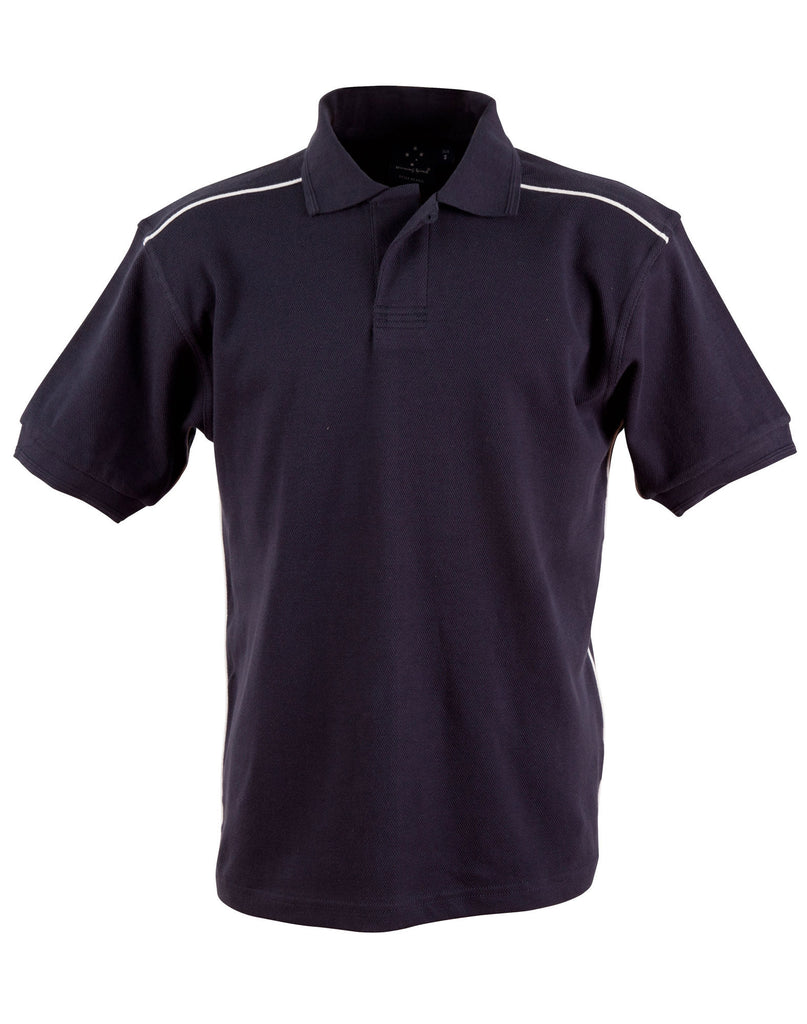 Winning Spirit Men's Pure Cotton Contrast Piping Short Sleeve Polo (PS25)