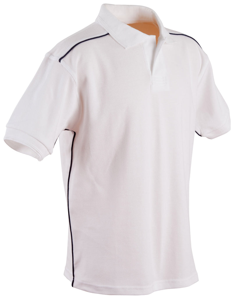 Winning Spirit Men's Pure Cotton Contrast Piping Short Sleeve Polo (PS25)