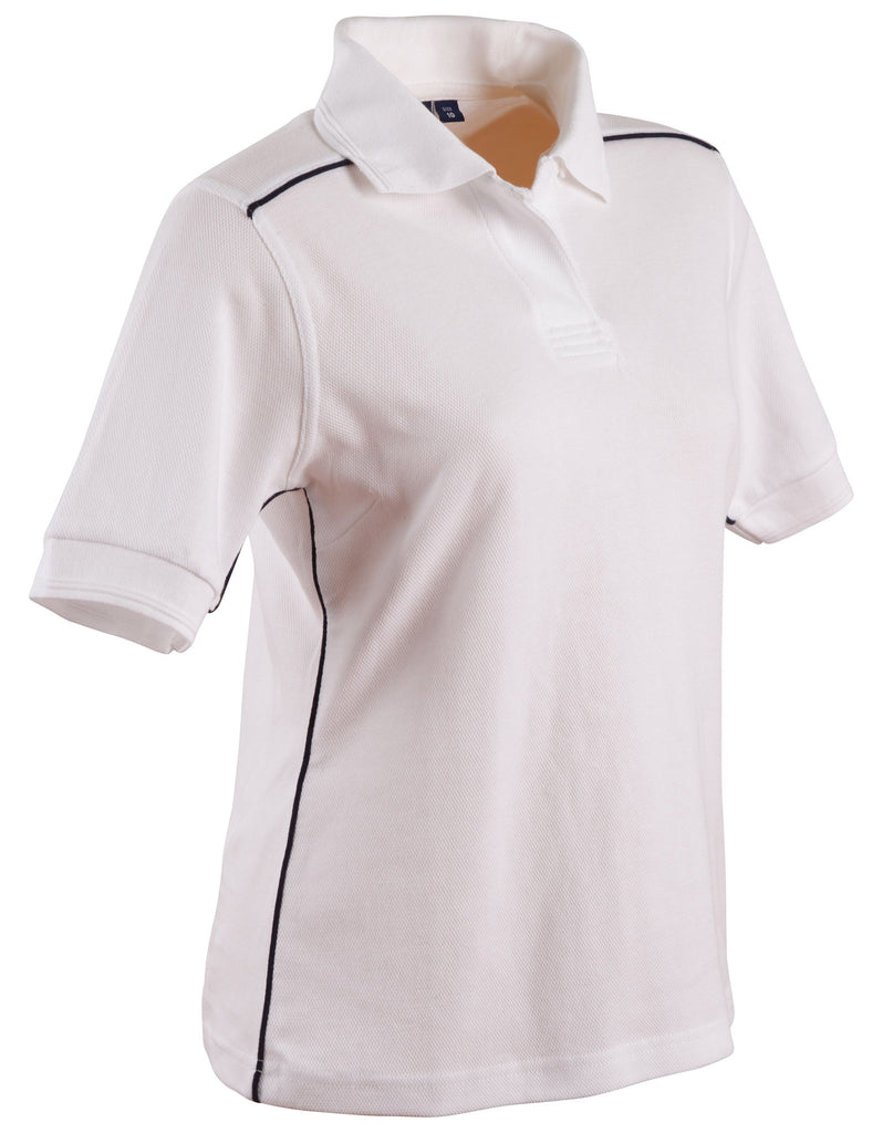 Winning Spirit Ladies' Pure Cotton Contrast Piping Short Sleeve Polo (PS26)