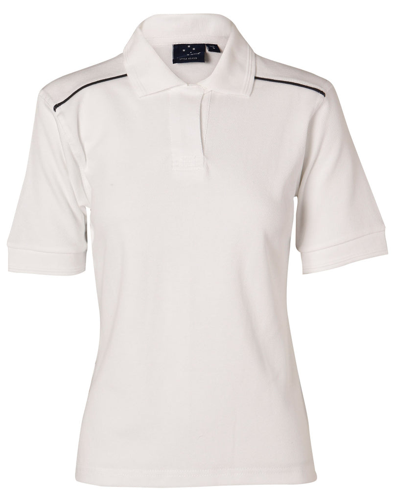 Winning Spirit Ladies' Pure Cotton Contrast Piping Short Sleeve Polo (PS26)