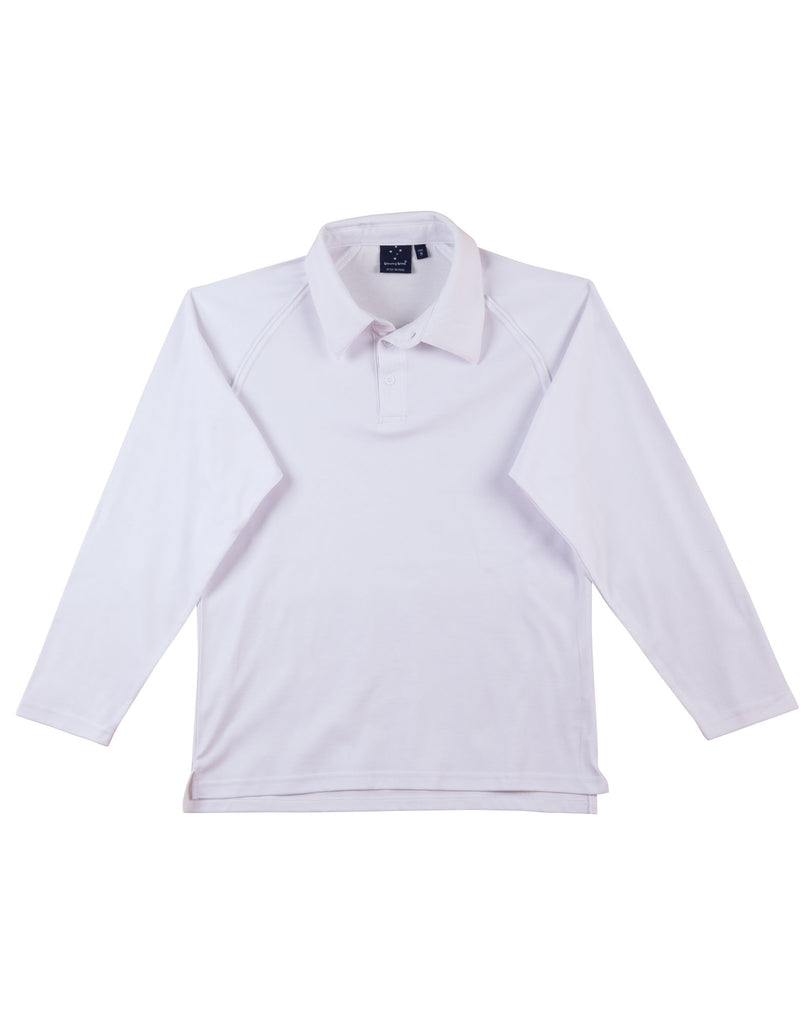 Winning Spirit Kids long sleeve mesh knit cricket polo (PS29KL)