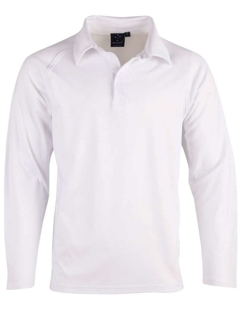 Winning Spirit Kids long sleeve mesh knit cricket polo (PS29KL)