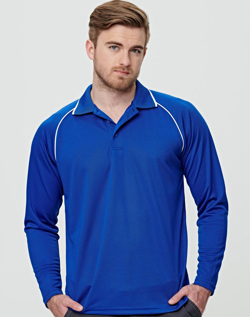 Winning Spirit Men's CoolDry® Raglan Long Sleeve Contrast Polo (PS43)