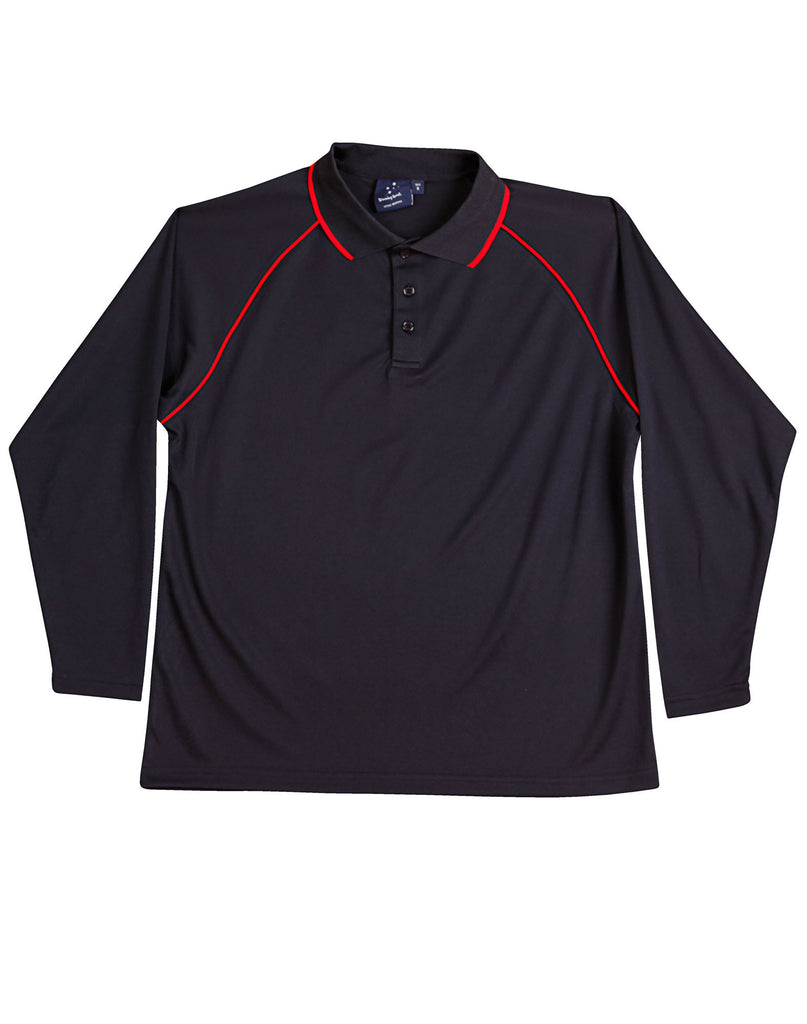 Winning Spirit Men's CoolDry® Raglan Long Sleeve Contrast Polo (PS43)