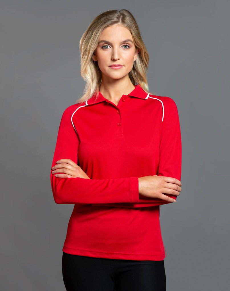 Winning Spirit Ladies' CoolDry® Raglan Long Sleeve Contrast Polo (PS44)