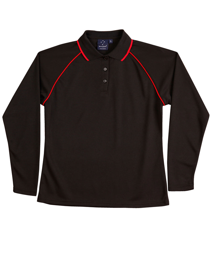 Winning Spirit Ladies' CoolDry® Raglan Long Sleeve Contrast Polo (PS44)
