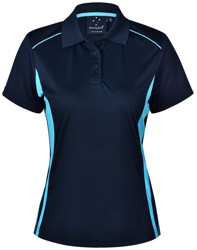 Winning Spirit Ladies' CoolDry Short Sleeve Contrast Polo 1st (11 Colour)-(PS80)
