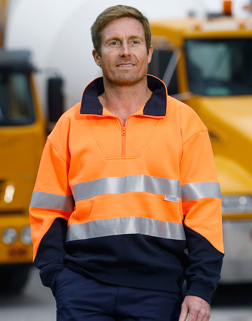 Winning Spirit Men's Hi-Vis Long Fleece Sweat with Collar and 3M Tapes (SW14)