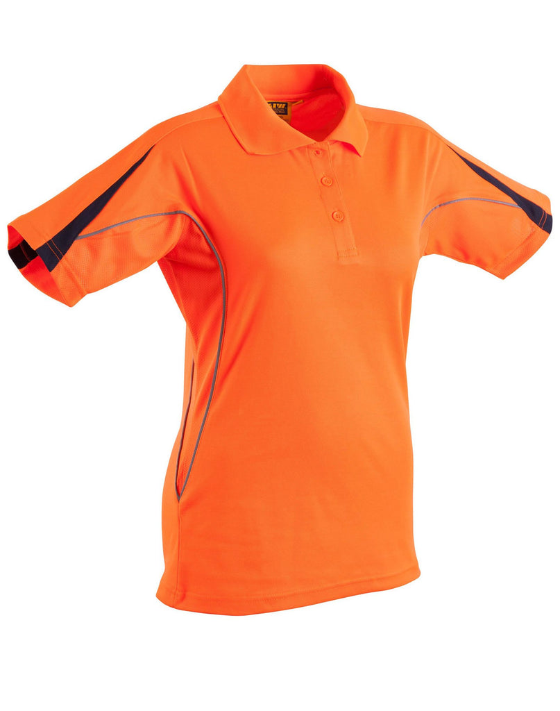 Winning Spirit Ladies' Hi-Vis Legend Short Sleeve Polo With Reflective Piping (SW26A)