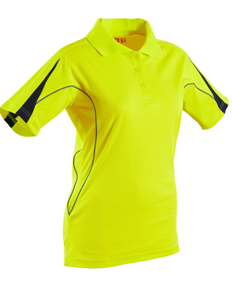 Winning Spirit Ladies' Hi-Vis Legend Short Sleeve Polo With Reflective Piping (SW26A)