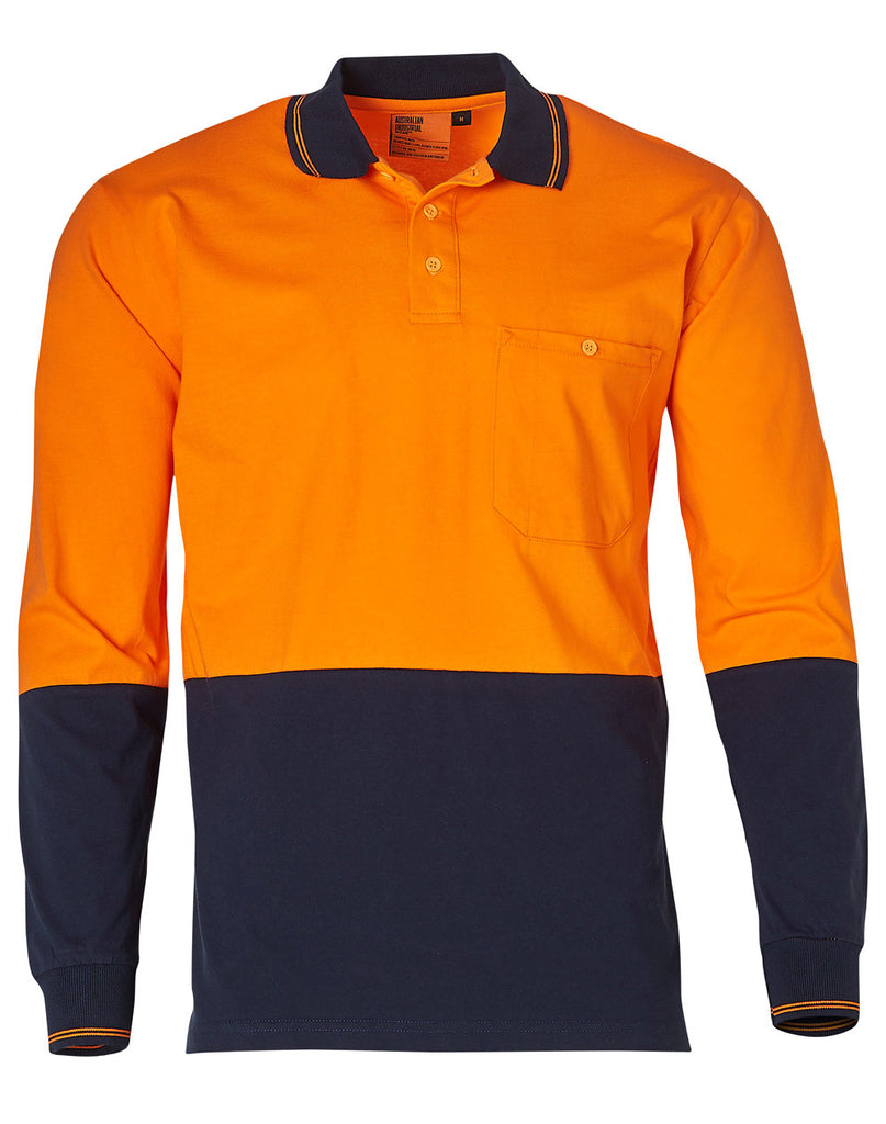 Winning Spirit Cotton Jersey Two Tone Long Sleeve Safety Polo (SW36)