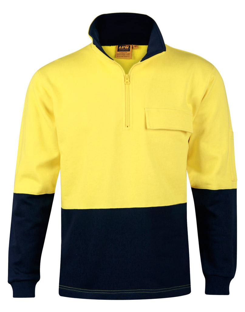 Winning Spirit Hi-Vis Two Tone Cotton Fleecy Sweat (SW47)