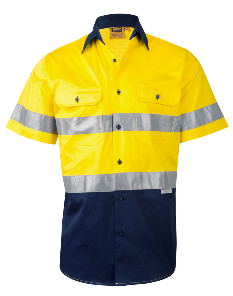 Winning Spirit Men's High Visibility Cool-Breeze Cotton Twill Safety Shirts With Reflective 3M Tapes (SW59)