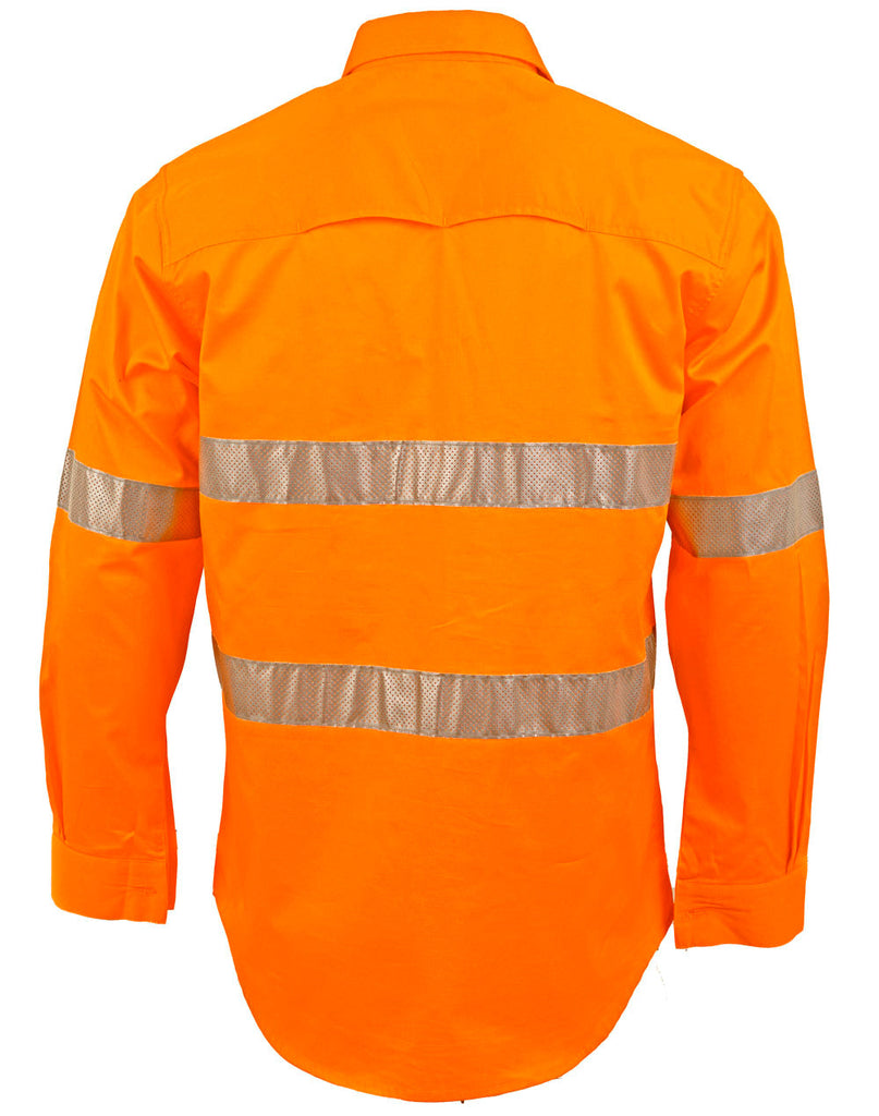 Winning Spirit Unisex HI VIS Cool-Breeze Closed Front LS Shirt With Perforated Tape (SW87)