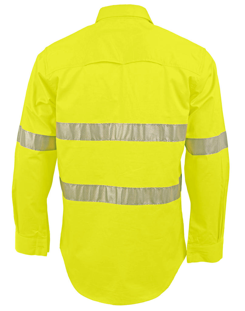 Winning Spirit Unisex HI VIS Cool-Breeze Closed Front LS Shirt With Perforated Tape (SW87)