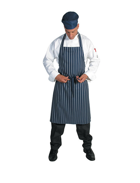 DNC Pinstripe Full Bib Apron No Pocket (2536)