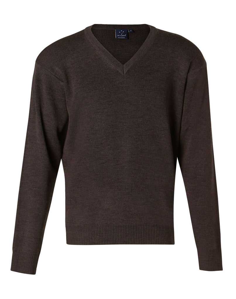 Winning Spirit Men's V-Neck Wool/Acrylic Knit Jumper (WJ01)