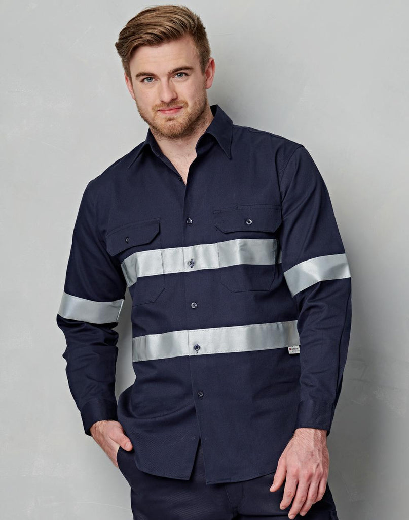 Winning Spirit Hi Vis Cotton Drill Long Sleeve Work Shirt (WT04HV)