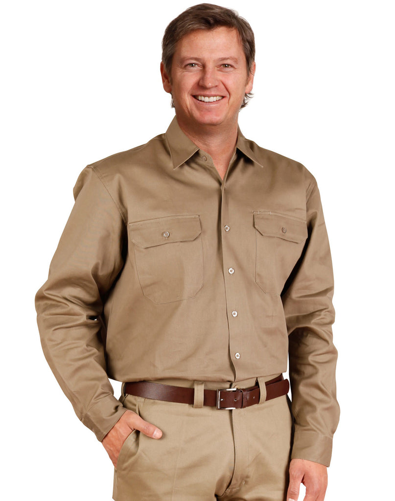 Winning Spirit Cotton Drill Long Sleeve Work Shirt (WT04)