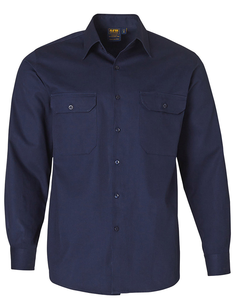 Winning Spirit Cotton Drill Long Sleeve Work Shirt (WT04)