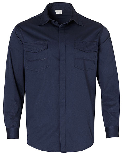 Winning Spirit Mens Stretch Work Shirt With 2 Front Flap Pockets (WT10)