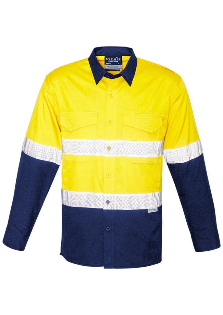 Syzmik Mens Rugged Cooling HI Vis Taped Long Sleeve Shirt (ZW129)