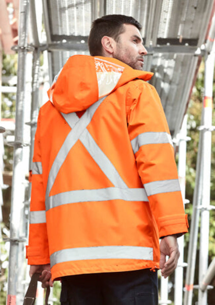 Syzmik Mens Hi Vis X Back Taped 4 In 1 Waterproof Jacket (ZJ616)