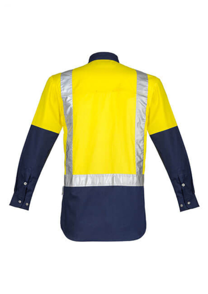 Syzmik Mens Hi Vis Spliced Industrial Shirt - Shoulder Taped (ZW124)