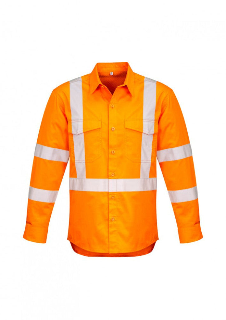 Syzmik Mens Hi Vis X Back Taped L/S Shirt (ZW690)