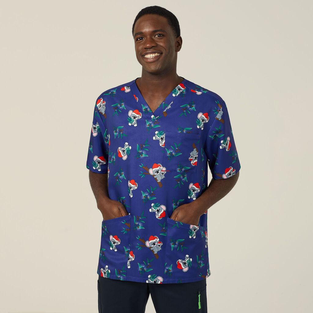 NNT Festive Santa Koala Print Scrub Top (CATRGA)