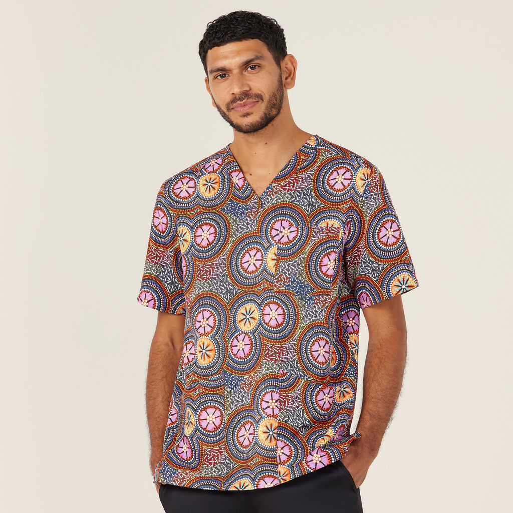 NNT Uniforms Bush Tucker Indigenous Print Scrub Top (CATRGJ)