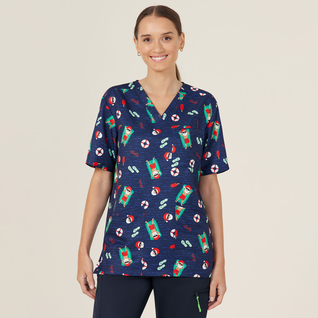 NNT Uniforms Santa Pool Party Scrub Top (CATRGK)