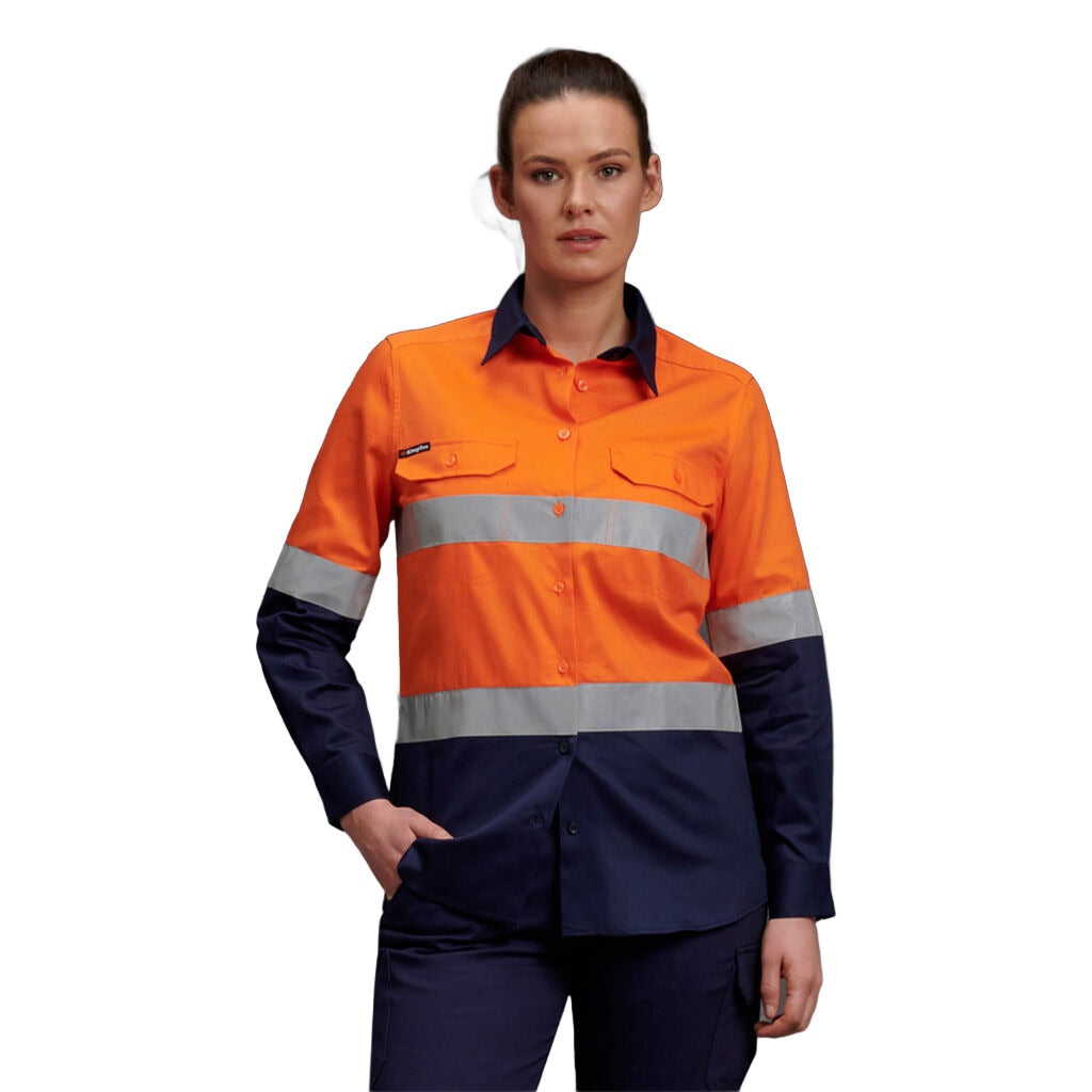 King Gee Women's Reflective Spliced Drill Shirt L/S (K44532)