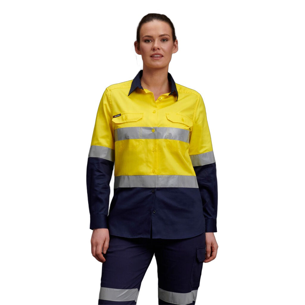 King Gee Women's Hi-Vis Reflective Long Sleeve Work Shirt (K44532)
