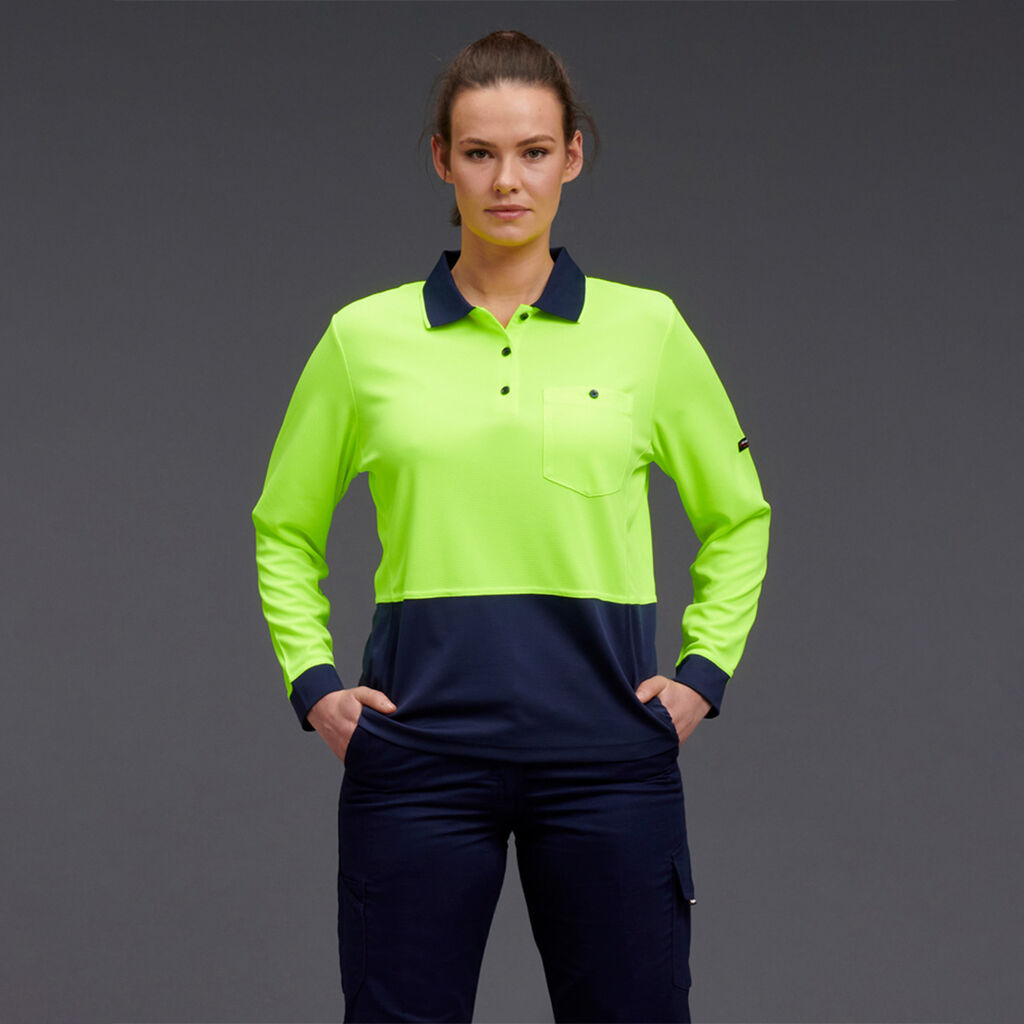 King Gee HyperFreeze Women's Spliced Polo L/S ( K44730)