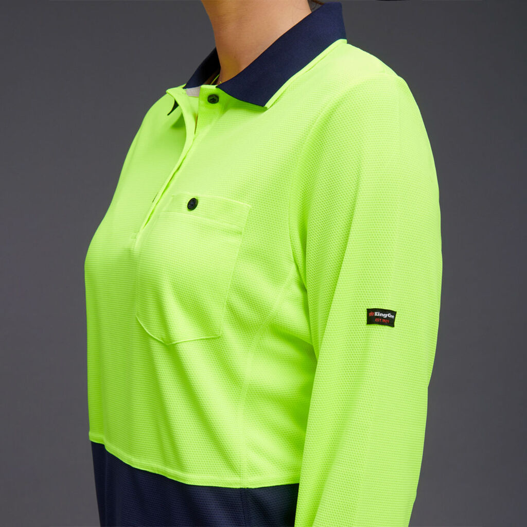 King Gee HyperFreeze Women's Spliced Polo L/S ( K44730)