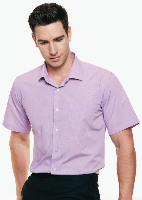 Aussie Pacific-Aussie Pacific Mens Grange Short Sleeve Shirt-Mauve / XXS-Uniform Wholesalers - 1