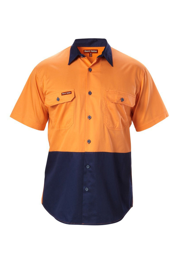 Hard Yakka Koolgear Hi-visibility Two Tone Cotton Twill Ventilated Shirt Short Sleeve (Y07559)
