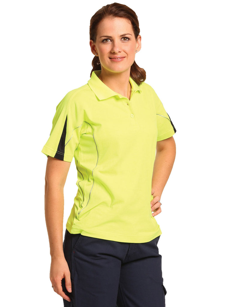 Winning Spirit Ladies' Hi-Vis Legend Short Sleeve Polo With Reflective Piping (SW26A)