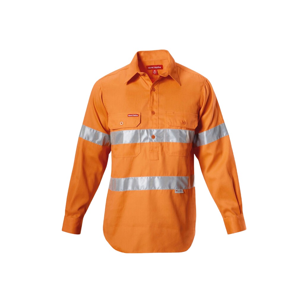 Hard Yakka Hi-visibility Closed Front Cotton Drill Shirt With 3m Tape Long Sleeve (Y07899)