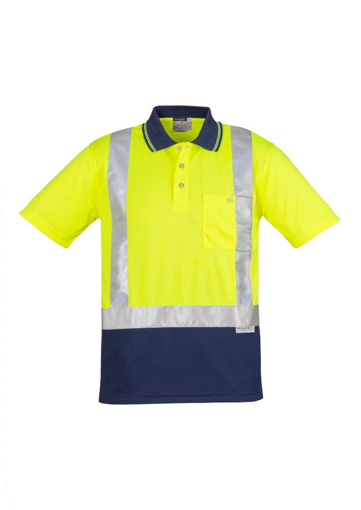 Syzmik Mens Hi Vis Spliced Short Sleeve Polo - Shoulder Taped (ZH233)